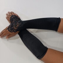 Sexy Women's Nylon Spandex Blend Fingerless Stretch Black Gloves - One Size image 4