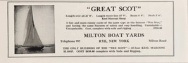 1928 Print Ad &quot;Great Scot&quot; Keel Marconi Sloop Milton Boat Yards Rye,New York - £10.53 GBP