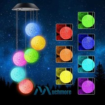 Solar Power Led Wind Chimes Night Light Color Changing Hanging Ball Gard... - £18.82 GBP