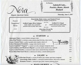 Restaurant Nora Menu Organic American Cuisine Florida Ave NW Washington ... - £29.72 GBP