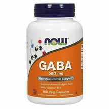 NEW Now Supplements GABA 500 mg + B-6 Neurotransmitter Support 100 Veg Caps - £11.38 GBP