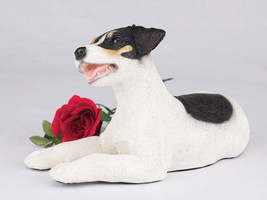 Small/Keepsake 68 Cubic Inches Black, Brown &amp; White Jack Russel Resin Urn - £145.70 GBP