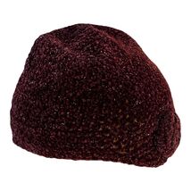Vintage Italian Handmade Chenille Cloche Hat Burgundy Metallic Accent - $25.20