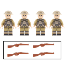 4pcs WWII British Army Infantry Soldiers Minifigures Weapons and Accessories - £13.50 GBP