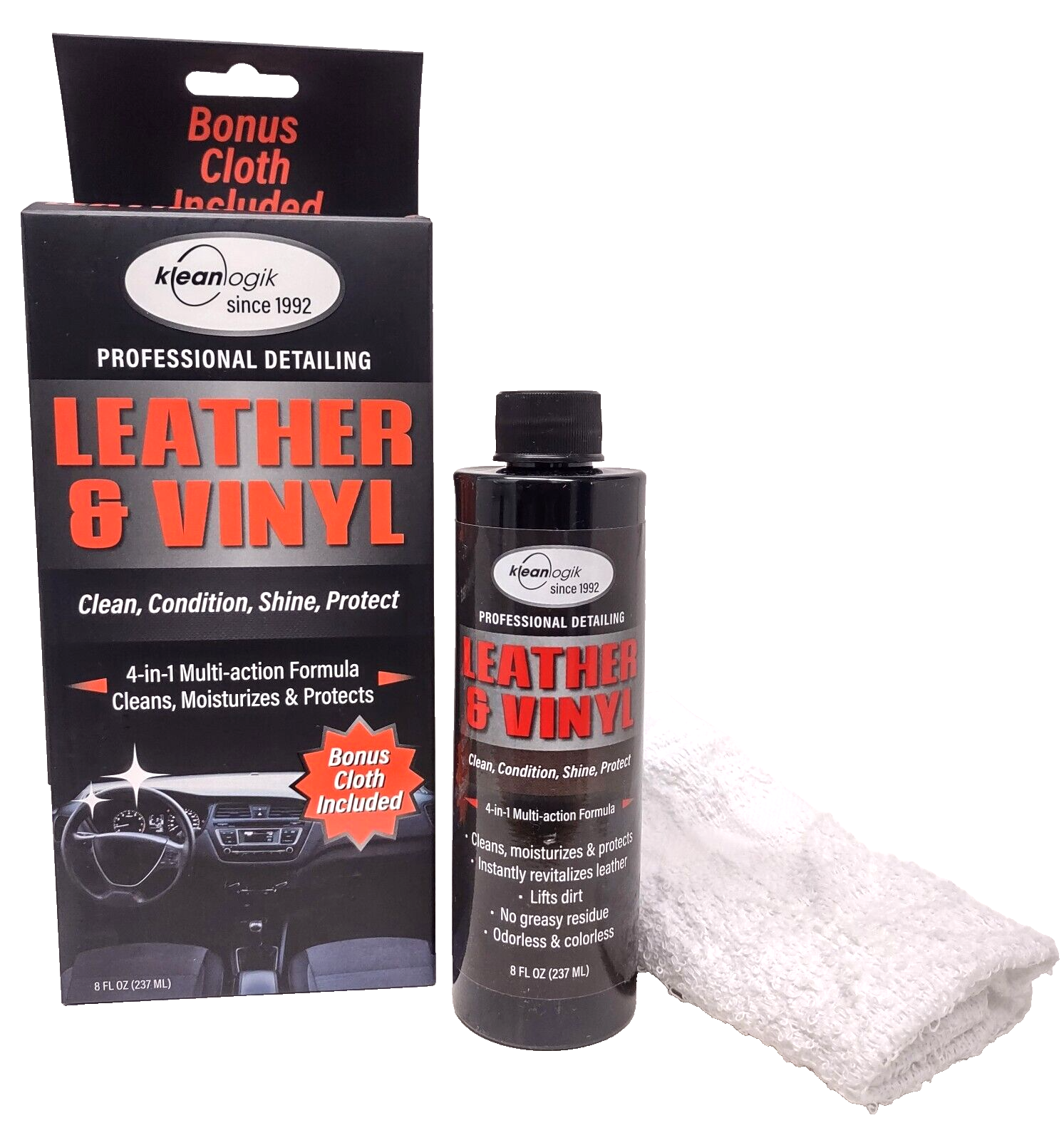 Klean Logik Professional Detailing Leather &amp; Vinyl Bonus Cloth Included ... - $8.89