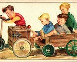 Vtg Postcard Artist Signed Eeke Ferman Children on Soap Box Car and Scoo... - £15.53 GBP