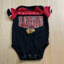 NHL Chicago Blackhawks Baby Bodysuit Black one Piece Creeper Size 0-3 Mo... - £4.66 GBP
