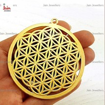 22 Kt Real Solid Yellow Gold Round Flower Of Life Yoga Ethnic Necklace P... - £2,567.80 GBP