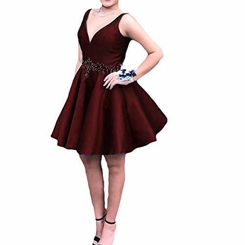 Kivary Plus Size V Neck Beaded Short Formal Prom Homecoming Dresses Burgundy US