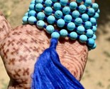 8 mm Rnd 108+1 Beads 40&quot; Natural Turquoise Jaap Rosary, Japa Mala Energized - $32.33