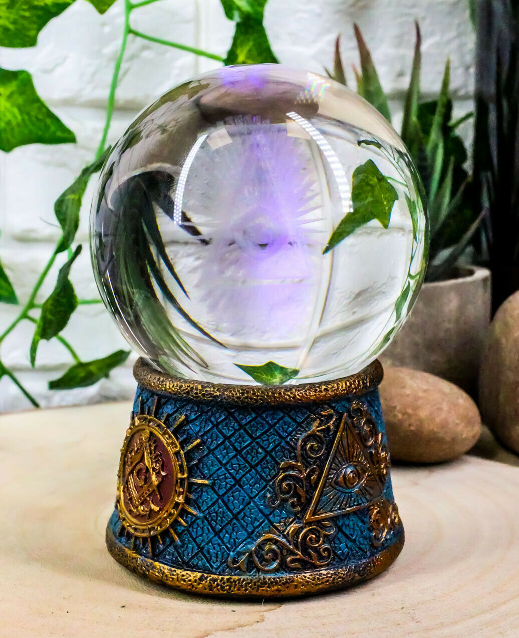 Primary image for Ebros Freemasonry Illuminati Masonic Square and Compasses LED Glass Ball Decor