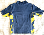 Lands&#39; End Blue and Yellow High Neck Short Sleeve Swim Shirt Kids 10-12 - £17.10 GBP