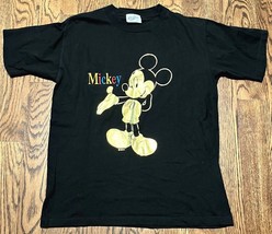 Vintage Mickey Mouse T Shirt Large Velva Sheen Disney 80s Gold Glitter RARE - $32.71
