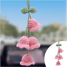 Car Mirror Hanging Accessories Cute Crochet Suzuran Car Rearview Mirror Charm Ha - £8.31 GBP