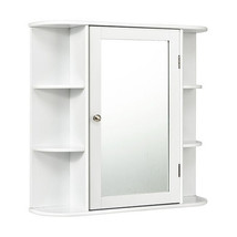 Multipurpose Mount Wall Mirror Bathroom Storage Cabinet-White - Color: White - $147.99