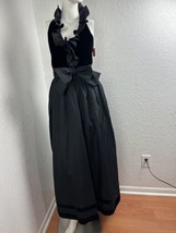 Vintage 70s Lee Jordan Black Velvet Maxi Dress Gown Holiday Party Formal... - $170.97