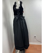 Vintage 70s Lee Jordan Black Velvet Maxi Dress Gown Holiday Party Formal... - £133.53 GBP