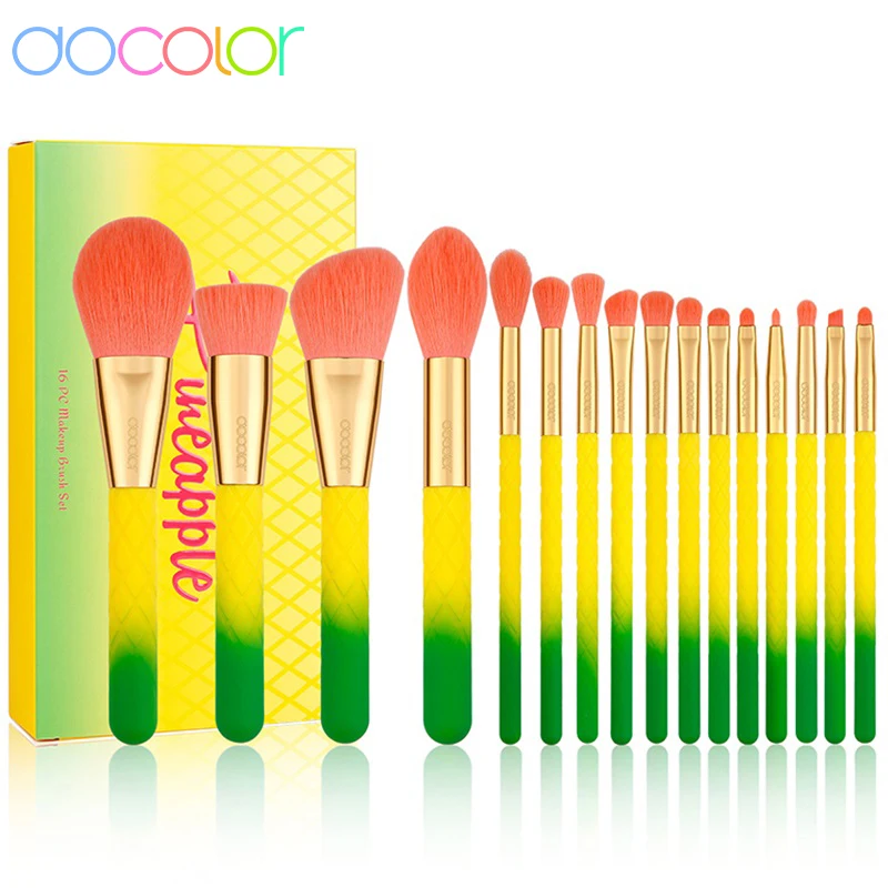 Docolor Makeup Brushes 16pcs PineB Makeup Brushes Set Foundation Powder Face Ble - £29.30 GBP