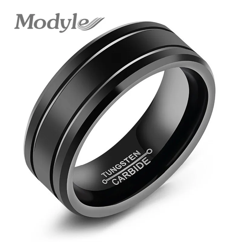 Modyle Fashion Black Tungsten Ring For Men Tungsten Wedding Ring Jewelry Fashion - £18.92 GBP
