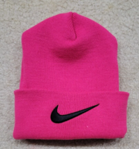 Vintage 1990s Hot Pink Nike Swoosh Beanie Rare New Cap - £21.80 GBP