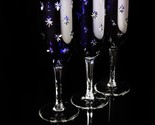 Faberge Galaxie Cobalt Blue Crystal Flute Glasses Set of 3. Measure 8.5&quot;... - $825.00