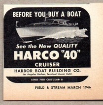 1946 Print Ad Harco Cruiser 40 Boats Harbor Boat Building Terminal Islan... - $9.88
