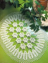 Accent Oval Flower Bed Doily Periwinkles Table Cover Bedspread Crochet P... - $8.99