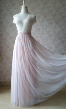 Blush Pink Tulle Maxi Skirts Bridesmaid Custom Plus Size Tulle Skirt Outfit image 5