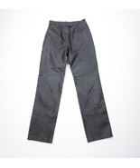 Vintage 90s Streetwear Womens 6 Distressed Leather Straight Leg Pants Black - $1,288.29 MXN