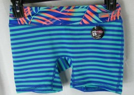 Avia NEW green blue stripes girls athletic work out shorts 10-12 spandex... - $10.88