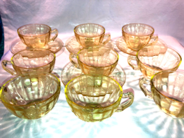 Vintage Yellow Cameo 9 Cups And Four Saucers Mint - £19.65 GBP