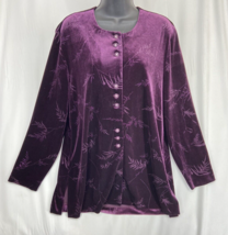 R &amp; M Richards By Karen Kwong Size 16 Women&#39;s Purple Velour Embellished ... - $10.44