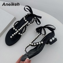 Women&#39;s Shoes Sweet Fashion Trend String Bead Butterfly-Knot Sandals Square Heel - £38.75 GBP