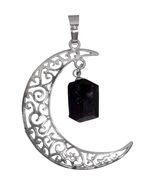 Crescent Moon with Black Tourmaline Pendant! - $181.70 MXN