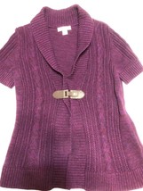 Christopher &amp; Banks Purple Sweater Short Sleeve Buckle Front Size S Women&#39;s - $9.05