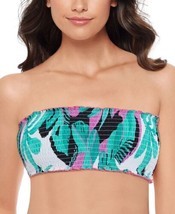 Salt + Cove Womens Printed Ruffle-Trimmed Smocked Bandeau Swimsuit Size-Medium - £16.26 GBP