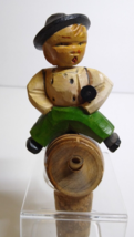 ANRI Mechanical Drink Pourer Bottle Stopper Wood Carved Puppet Pivot Head Italy - $33.08