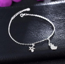 Sterling Silver Wicca Symbols Anklet - £10.18 GBP