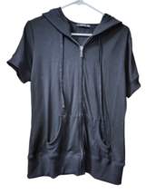 Women&#39;s Patty Boutik Black S/S Full-Zip Hoodie Top Shirt - Sz XL - $22.99