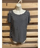 Cable &amp; Gauge Black White Striped Blouse Top Woman&#39;s Size Large KG JD - £15.64 GBP
