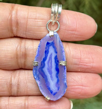 925 Sterling Silber plattiert, Indigo Blau Druzy Geode Achat Stein Anhän... - $245.46 MXN