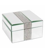 HESTIA Mirror Glass Jewellery Box with Diamante Band - £20.24 GBP