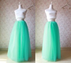 Mint Green Tulle Maxi Skirt Outfit Women Custom Plus Size Tutu Skirt for Wedding image 2