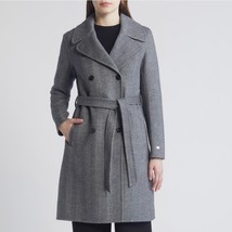 Soia &amp; Kyo Safira Double Breasted Wool Herringbone Coat, Black/Gray Medi... - $349.00