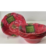 5 Melamine Cereal Bowl’s Balsam &amp; Fir Poinsettia Christmas NEW HOLIDAYS - $64.48 CAD