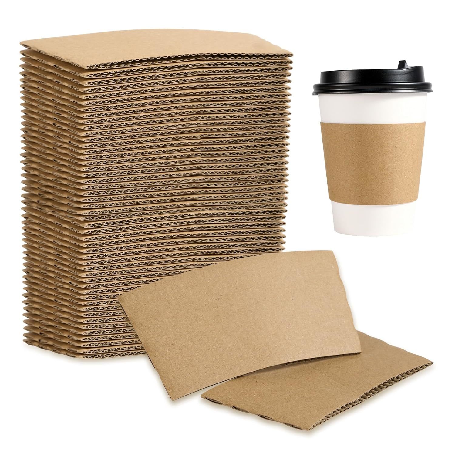 Vplus 200 Pack Coffee Sleeves, Disposable Cup Sleeves for Hot and Cold Drinks, S