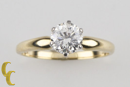 1.01 Carat Round Diamond Solitaire 18k Yellow Gold Engagement Ring Size 6.25 - £4,299.46 GBP