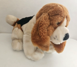 Vintage Aurora Basset Hound Dog Plush Stuffed Animal Tan Black Cream - £21.34 GBP