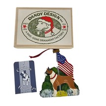 Vintage Dandy Design Boxer Dog Christmas Ornament American Flag *FLAW* - £16.11 GBP