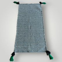 Vintage Navajo Carpet Rug Black Gray White Geometric Wool Diamonds 29”x58” - £305.43 GBP